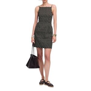 Madewell High-Neck Mini Dress – Soft Charcoal Dot | Size 8 | NWT